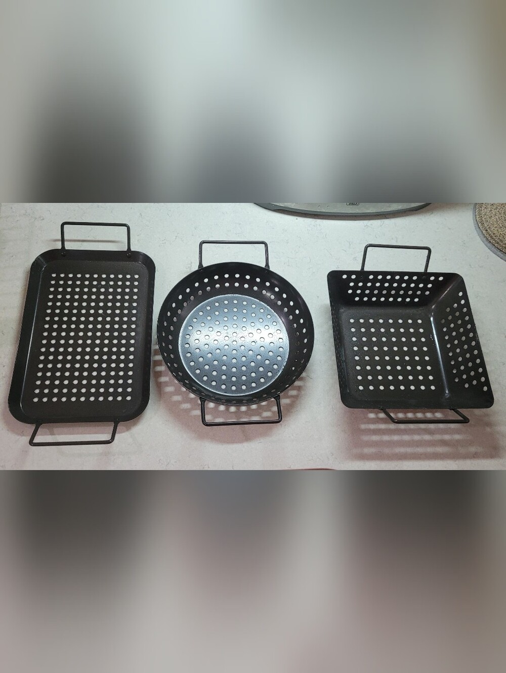 Black Steel Perforated Grill Baskets